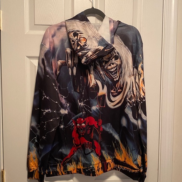 Graphic Hoodie with Skeleton and Flames…size M - Picture 2 of 6